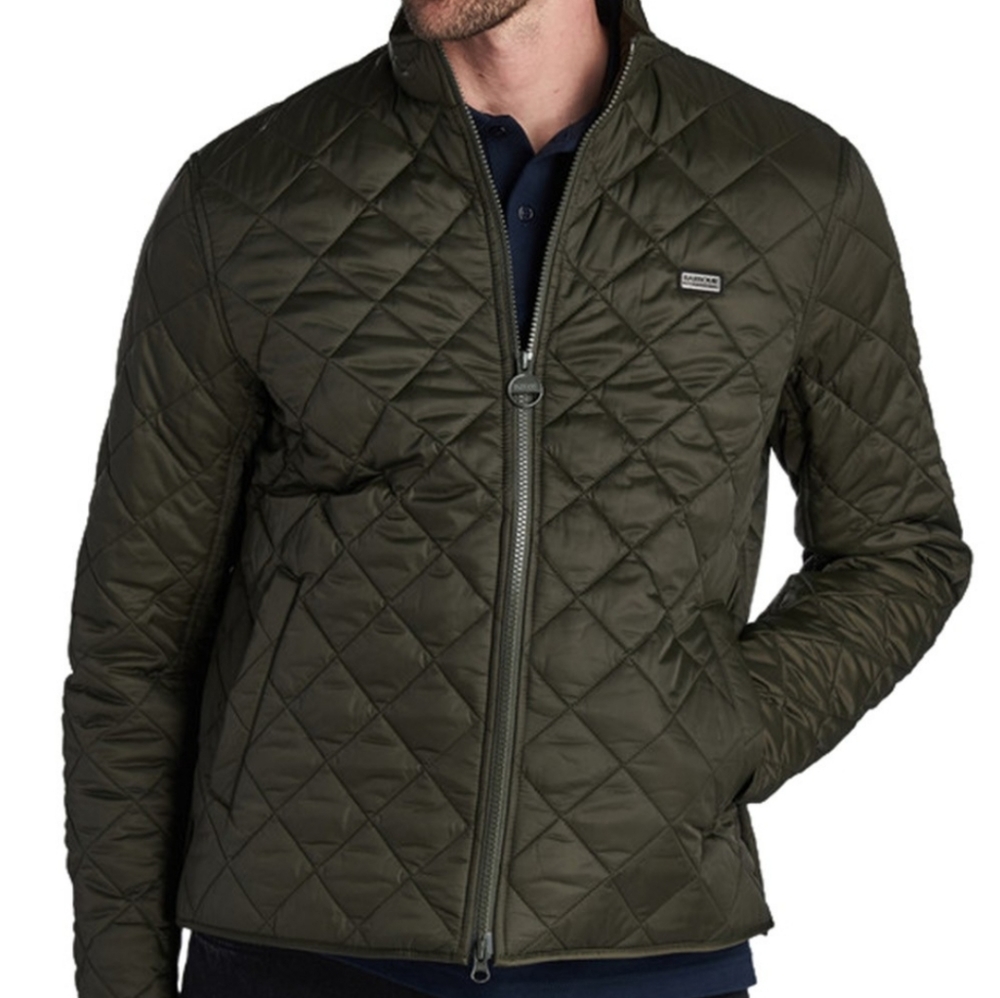 BARBOUR INTERNATI QUILTED MOTOCYCLE JACKET - OLIVE